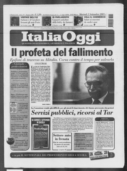 Italia oggi : quotidiano di economia finanza e politica